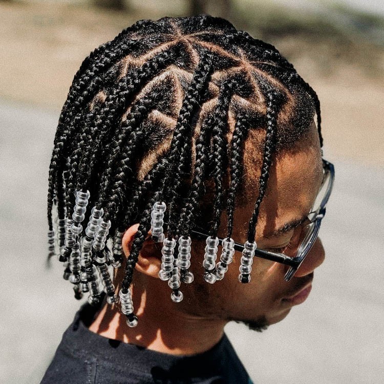 Afro Hair + Braids with Triangle Parts + Beads