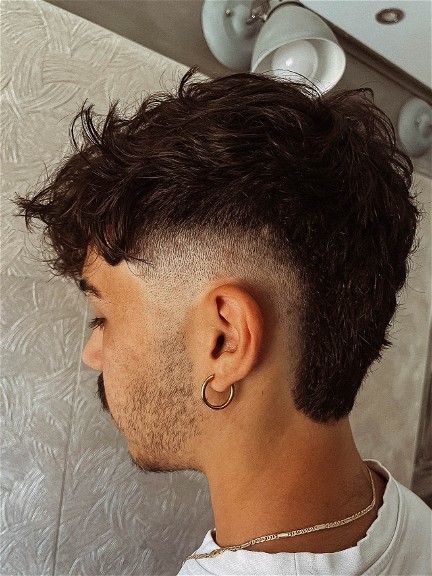 Long Top with Short Burst Fade Mullet
