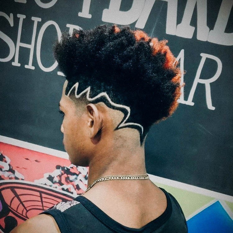 Burst Fade + Afro with Design