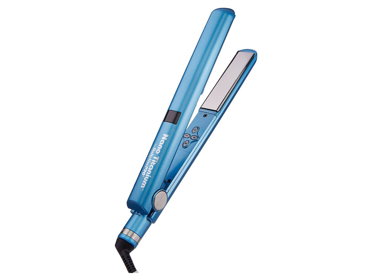 Blue Titanium Hair Straightener with Digital Display - wide 1