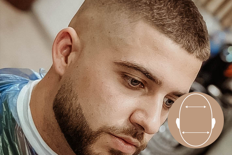 Image of Buzz cut triangle face shape hairstyle for men
