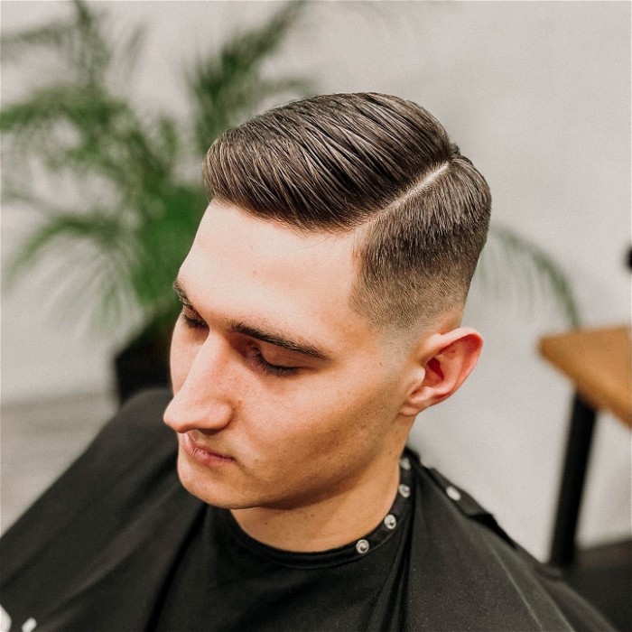 Image of Side part haircut male oval face